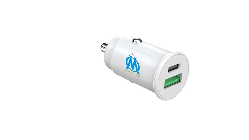 Chargeur rapide voiture 30W A+C blanc (Olympique de Marseille)