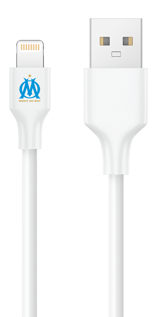 Câble A vers Lightning PVC  blanc 1 mètre  (Olympique de Marseille)