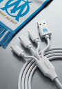 Câble 3 en 1 PVC blanc 1mètre (Olympique de Marseille)