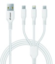 Câble 3 en 1 PVC blanc 1mètre
