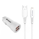 Kit chargeur 20W voiture double USB+ câble USB A vers Lightning 