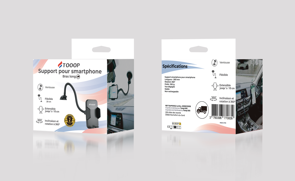 Support Téléphone Camion- Ventouse Bras Long Flexible