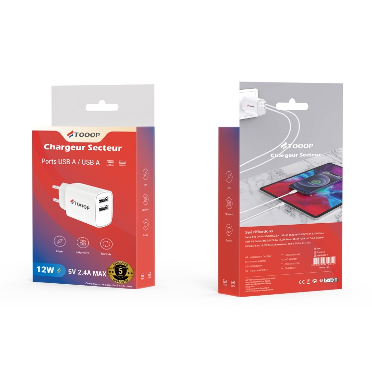 Chargeur 12W double port USB-A
