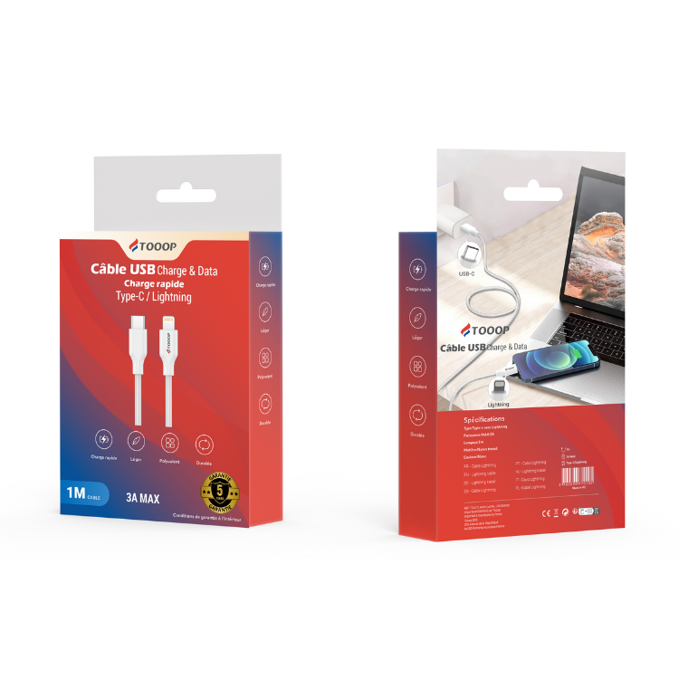 Câble Type-C vers Lightning Nylon 1 Mètre