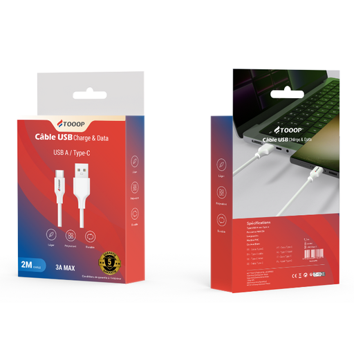 [TCAATCPW2] Câble A vers C PVC 2 mètres